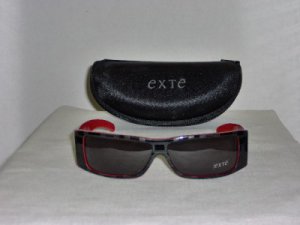 B. New Exte Black & Red Sunglasses: Mod. 60201 & Case