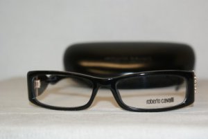 New Roberto Cavalli Black Eyeglasses: Mod. Azeztulite RC 483 (001) 54-16 & Case
