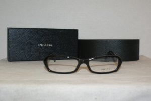 Brand New Prada Shiny Black Eyeglasses: Mod. VPR 04O (1AB-1O1) 52-16 & Case