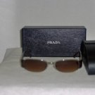 B. New Prada Silver & Brown Sunglasses: VPR 63IV & Case