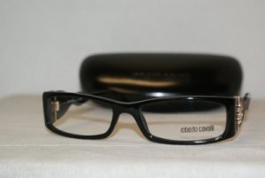 New Roberto Cavalli Black Eyeglasses: Mod. Azeztulite RC 483 (01A) 54-16 & Case