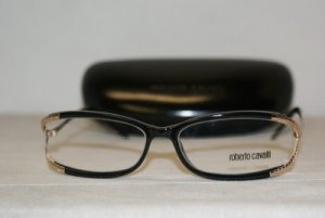 New Roberto Cavalli Shiny Black Eyeglasses: Mod. RC 487 (001) 56-15 & Case