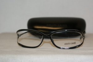 New Roberto Cavalli Shiny Black Eyeglasses: Mod. RC 497 (001) 55-15 & Case