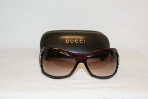 B. New Gucci Maroon Sunglasses: Mod. 2901 Strass & Case