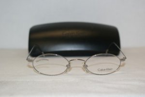 Brand New Calvin Klein Shiny Silver Eyeglasses: Mod. 143 (565) 45-20 & Case