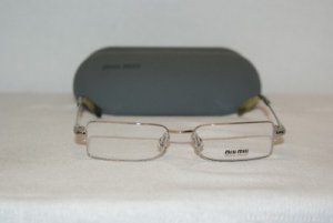 New Miu Miu Silver Eyeglasses: Mod VMU 55E (1BC) & Case