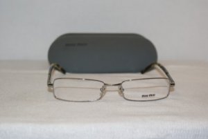 New Miu Miu Silver Eyeglasses: Mod VMU 61E (5AV) & Case