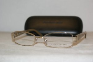 Brand New Ralph Lauren Light Gold Eyeglasses: Mod. 5064 (9116) 49-16 & Case