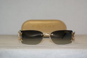 Brand New Caviar Shiny Gold Sunglasses: Mod. 6833 (C72) 58-16 & Case