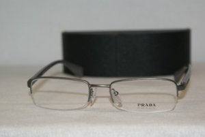 Brand New Prada Grey Metal Eyeglasses: Mod. VPR 57O (7CQ-1O1) 51-18 & Case