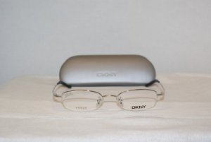 Brand New DKNY Shiny Silver Titanium Eyeglasses: Mod 6614 & Case