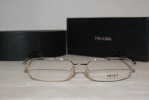 Brand New Prada Shiny Silver Eyeglasses: Mod. VPR 59M (6BA-1O1) 54-17 & Case
