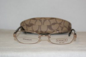 New Coach Light Brown Titanium Eyeglasses: Mod. Leslie (212AF) 53-16 & Case