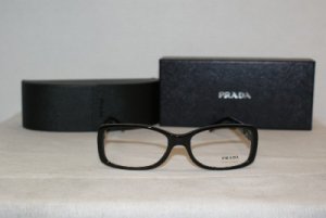 Brand New Prada Shiny Black Eyeglasses: Mod. VPR 13M (1AB-1O1) 53-16 & Case