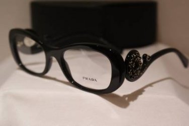 Brand New PRADA Eyeglass Mod. VPR 10Q Col. 1AB-1O1 52-19-135 & Case W/STONES!!!