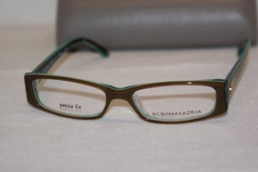 Brand New BCBGMaxazria Eyeglass Mod. Tessa Col.Olive Laminate 49-15-130 &Case