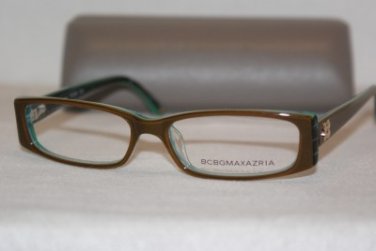 Brand New BCBGMaxazria Eyeglass Mod. Tessa Col.Olive Laminate 52-15-135 &Case