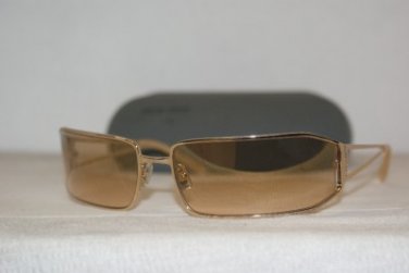 Brand New Miu Miu 58D Shiny Gold Sunglasses: Mod. SMU 58D (5AK-6R1) 66-17 & Case