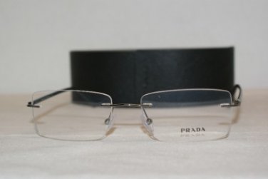 Brand New Prada VPR52P Silver LAQ-1O1 Eyeglasses: Mod. VPR 52P 53-17 & Case