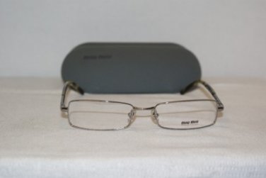 New Miu Miu 61E Silver 52-17 Eyeglasses: Mod VMU 61E (5AV) & Case