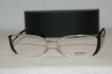 New Prada 60N Silver & Black Eyeglasses: Mod. VPR 60N (2BB-1O1) 54-17 & Case