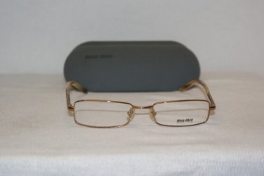 New Miu Miu 61E Gold 52-17 Eyeglasses: Mod. VMU 61E 52-17 & Case