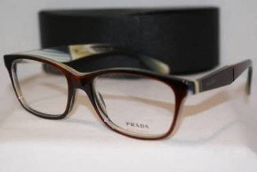 Brand New PRADA Eyeglass Mod. VPR 14P Col. EAP-1O1 55-17-145 & Case W/WOOD!!!