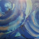 Blue Circle #4 custom modern art 4x3 ft unframed