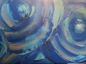Blue Circle #4 custom modern art 4x3 ft unframed