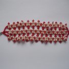 Handmade White / Red Seed Beads Bracelet, Beaded Bracelet