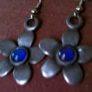 Silver and Purple Glass Daisy Earrings Twilight Art Deco