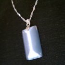 Slate Pearl Gray Cats Eye Pendant on Silver Chain Necklace