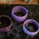 Lot of 3 Purple Bangle Bracelets Polka Dots, Checkered and Solid! Very Cute!