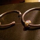 Large Antiqued Hoop Earrings with Glass European Bead