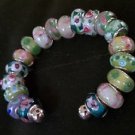 Shades of Green European Glass Bead Bracelet
