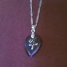 Aubergine (Eggplant) Rose 3 Dimensional Cats Eye and Silver Necklace