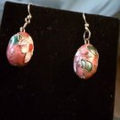 Beautiful Cloisonne Earrings pinks, greens, red and white