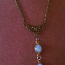 Blue Moonstone & Trinity Brass Drops Necklace and Earring Set