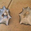 Vintage Estate Find Oyster Shell with Pearl Clip On Earrings