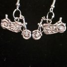 Metal Motorcycle Earrings on Sterling Silver Wires