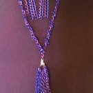 Pink & Purple Chainmaille Necklace & Earring set Twisted Chain & Chain Tassels