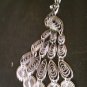 Silver Peacock Pendant on Pink Organza Choker with extender chain