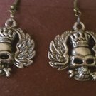 Silver Skull Earrings on Brass Stainless Steel Hooks Biker Steampunk Goth