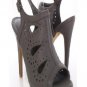 New! Gorgeous Grey Faux Leather Cut Out Detail High Heels