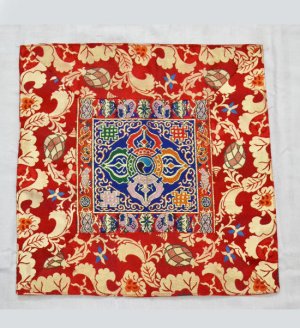 Tibetan Double Dorje Silk Square Table Cloth