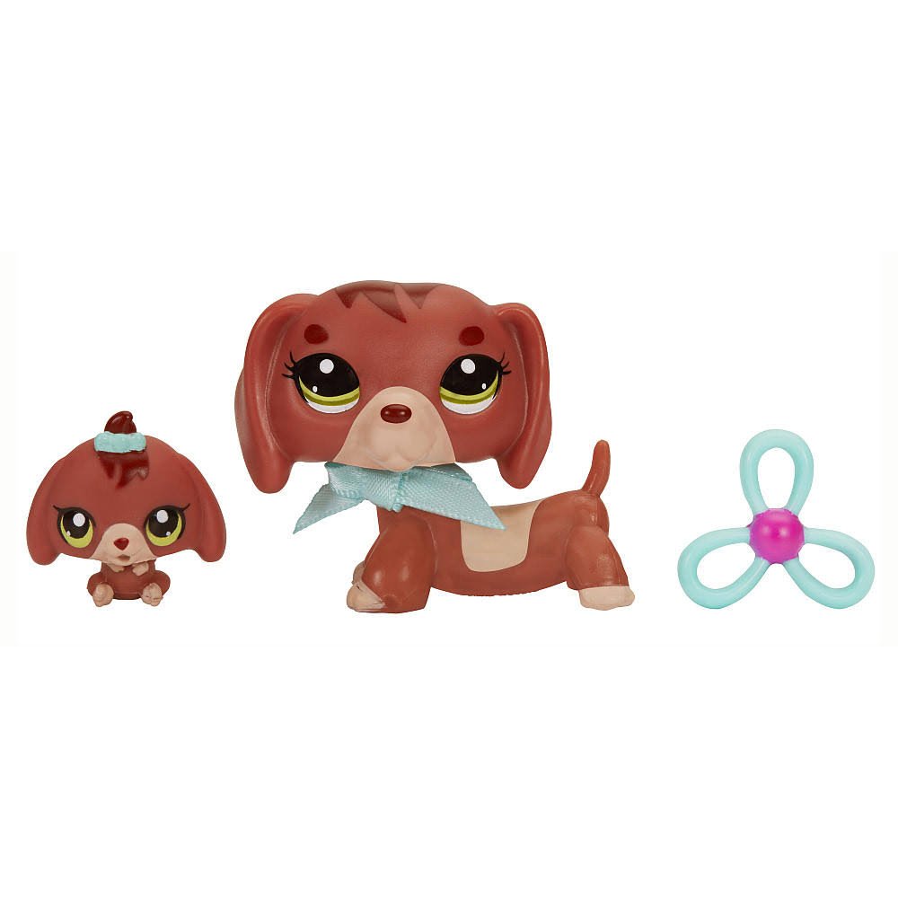 Littlest Pet Shop Dog Dachshund Mommy and Baby Bobble Style 3601 3602