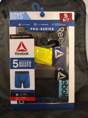 New! Boy's REEBOK 5 Pack PRO-SERIES Performance Boxer Briefs Size Small 6/7