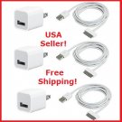 3X USB USA AC Power Adapter Wall Charger Plug + SYNC Cable iPod iPhone 3GS 4 4S