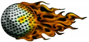 6" printed airbrushed design flaming golf ball sports vinyl decal sticker for any smooth surface.