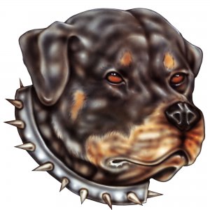 6" printed airbrushed rottweiler dog vinyl decal sticker for any smooth surface.